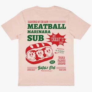 Meatball Marinara Sub Unisex Graphic T-Shirt in Peach